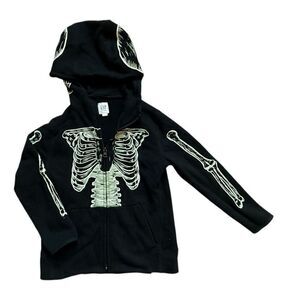 Youth Boys Gap Halloween Glow In The Dark Skeleton Skull Sweatshirt Hoodie - S